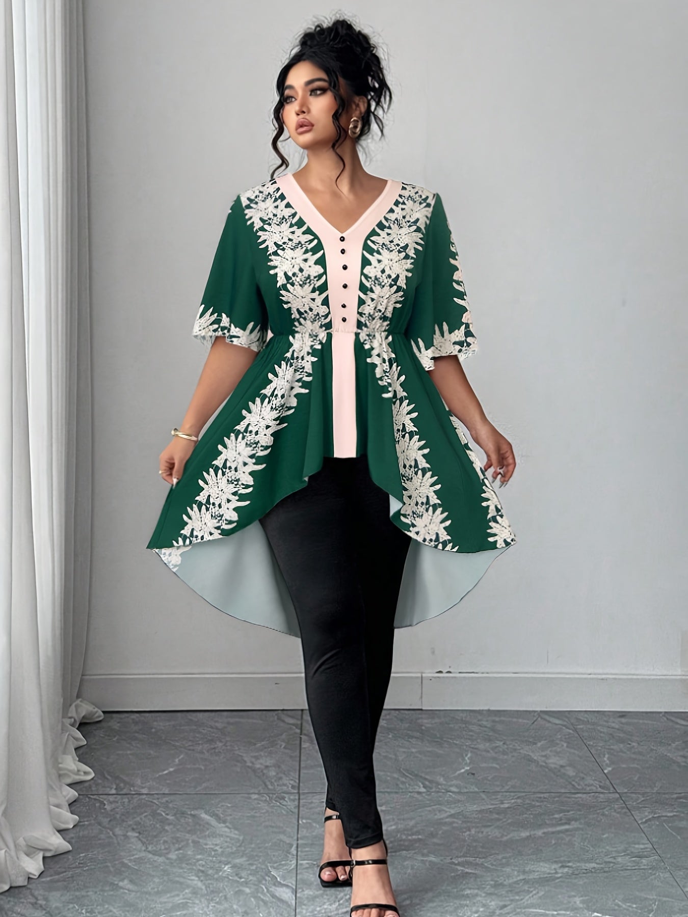 Women's White Polyester Printed V-Neck Dress - product view 35