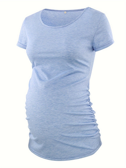 Women's Maternity Classic Side Ruched T-Shirt Tops Mama Pregnancy Clothes
