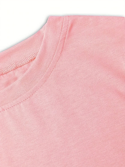 Women'S Casual Short Sleeve T-Shirt- Pastel Letter Print Round Neck Top, All-Season Comfortable Machine Washable Style