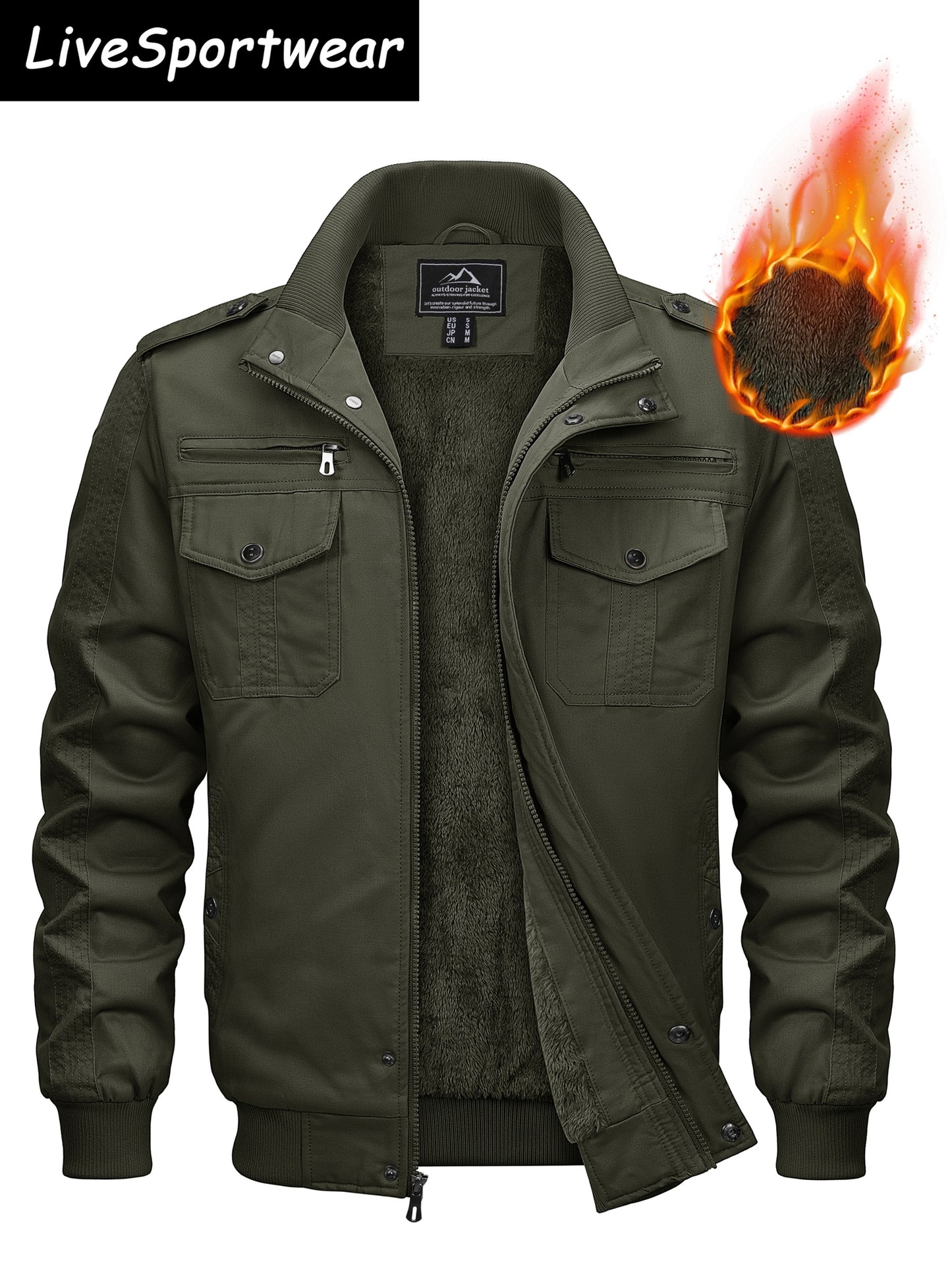 Men's Black Cotton Cargo Jacket - product view 28