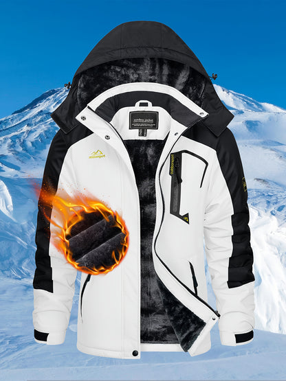 Women'S Warm Ski Jackets Winter Windproof Thermal Fleece Lined Coats Outdoor Detachable Hooded Heavy Weight Thick Jacket Camping Climbing Traveling Snowboard Windbreaker