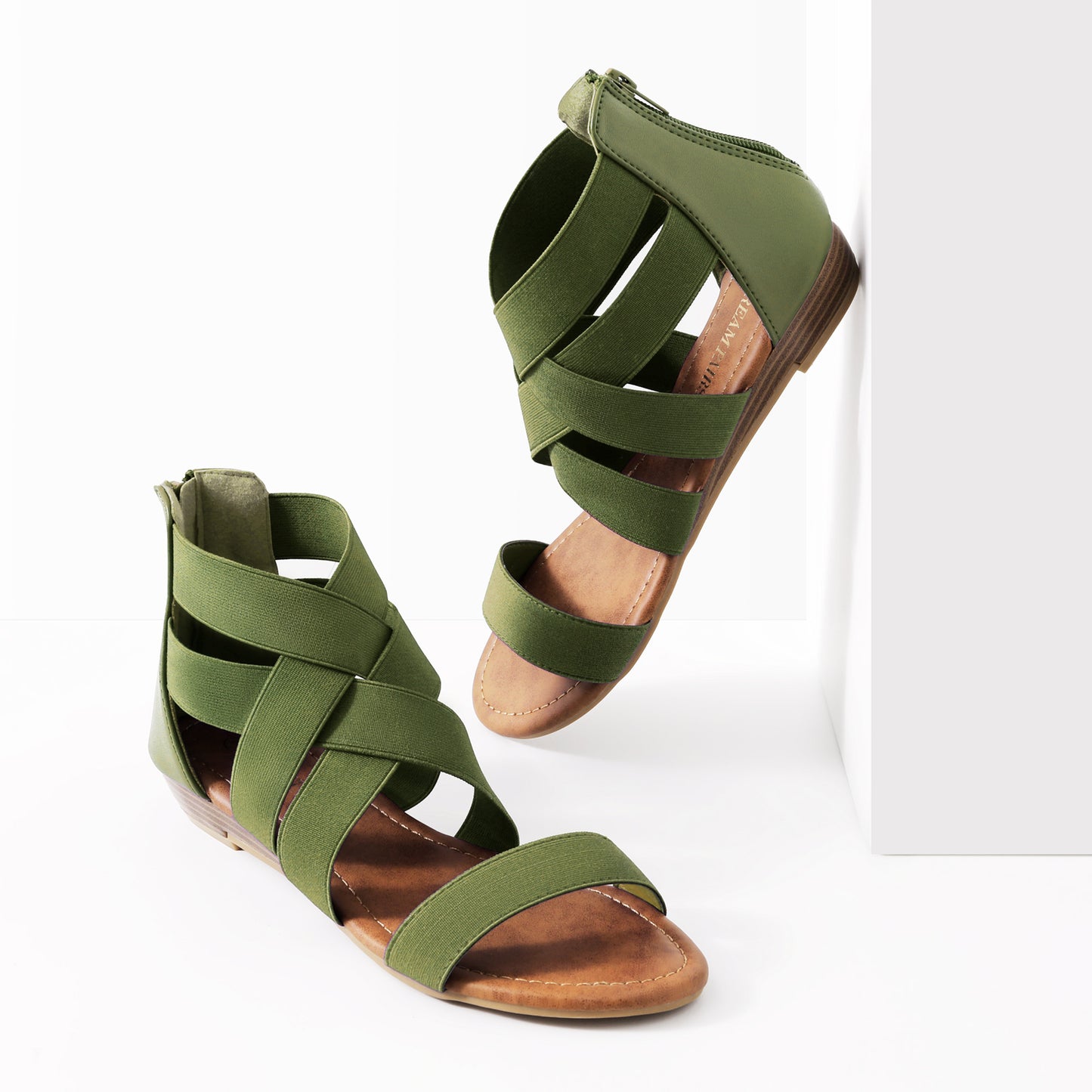 Womens Sandals, Simple Design, Women's Elastic Ankle Strap Low Wedges Sandals, Easy Slip-On, Suitable for Summer Vacation, Dating, Parties, Walking, Comfotrable
