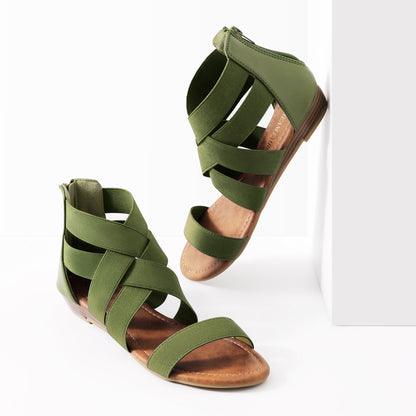 Womens Sandals, Simple Design, Women's Elastic Ankle Strap Low Wedges Sandals, Easy Slip-On, Suitable for Summer Vacation, Dating, Parties, Walking, Comfotrable