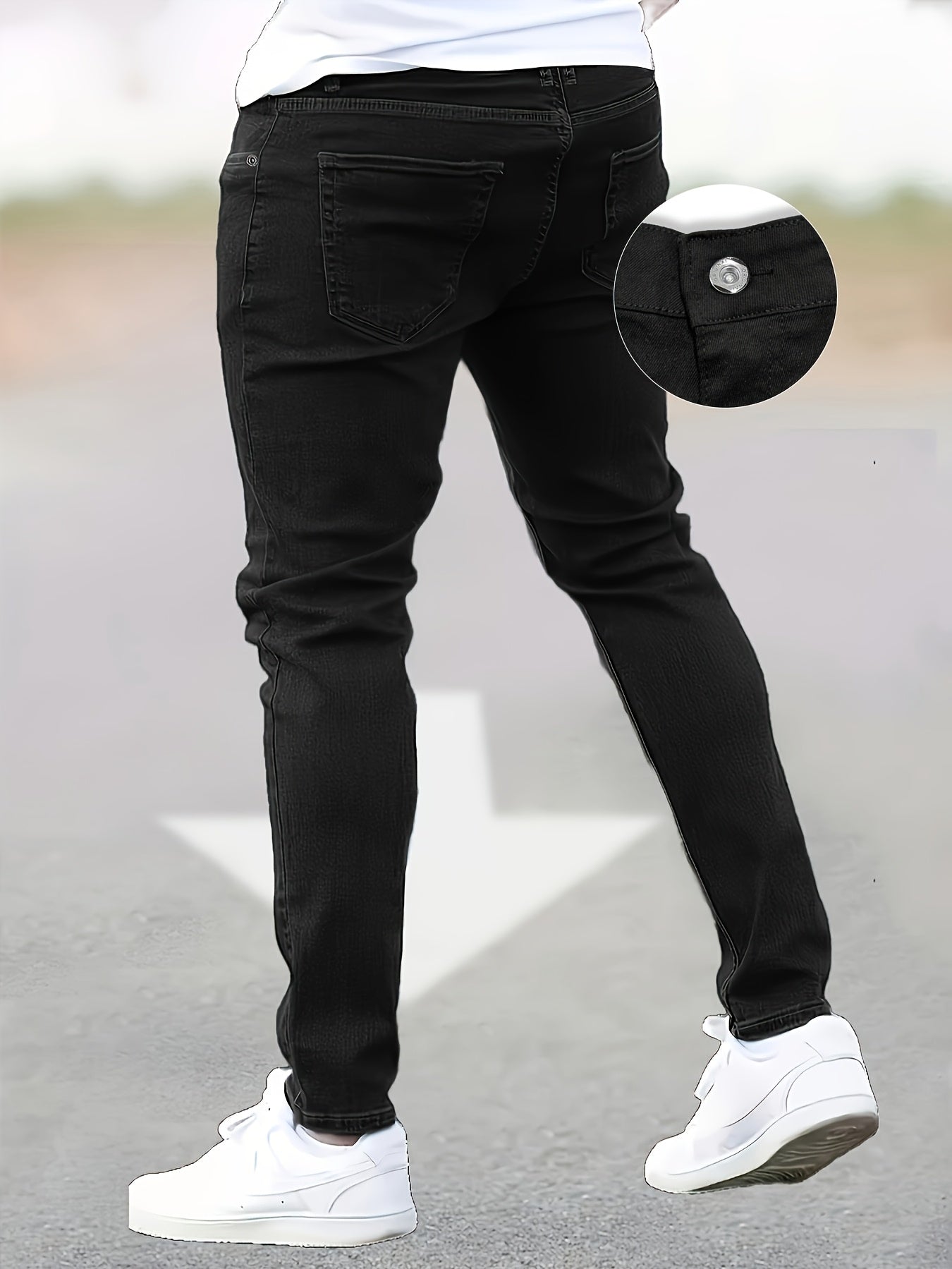 3pcs Men's Slim Fit Jeans - Heavy- Washed Streetwear Pants Suitable for All Seasons, Stretchable Basic Style with Washed, Year-Round Wear for Casual & -Casual Outfits