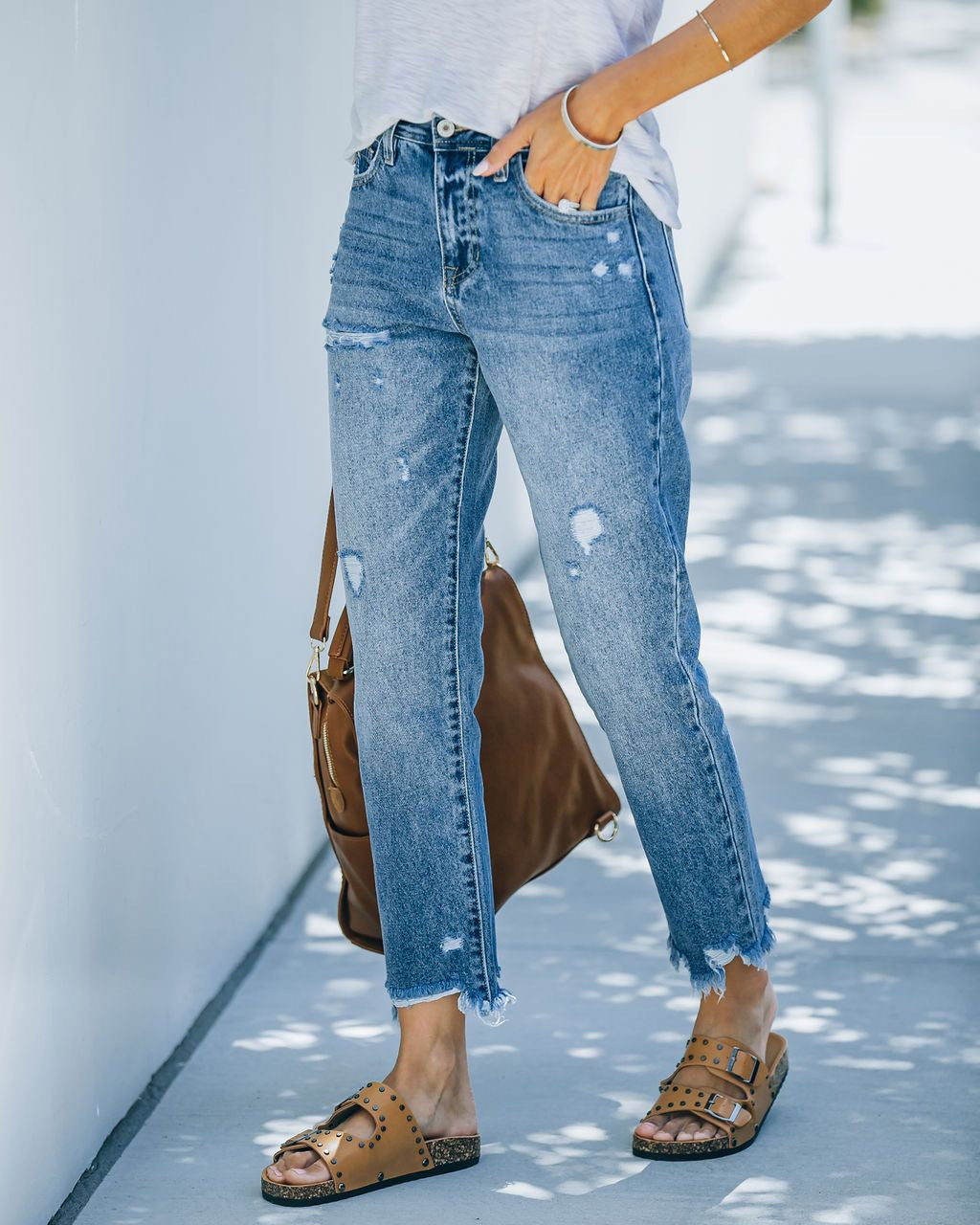 Stretch Jeans Wide Leg Jeans Tight Straight Leg Jeans Wash Distressed Casual Denim Jeans starchedjeans