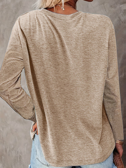 3pcs Women'S Spring And Autumn T Shirt Long Sleeve Chest Pocket Casual Comfort Top