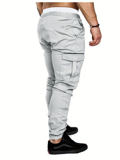 EXARUS 2 Pack Cargo Pants For Men - Relaxed Fit Twill Joggers With Elastic Waistband And Stretch Fabric - Casual Wear