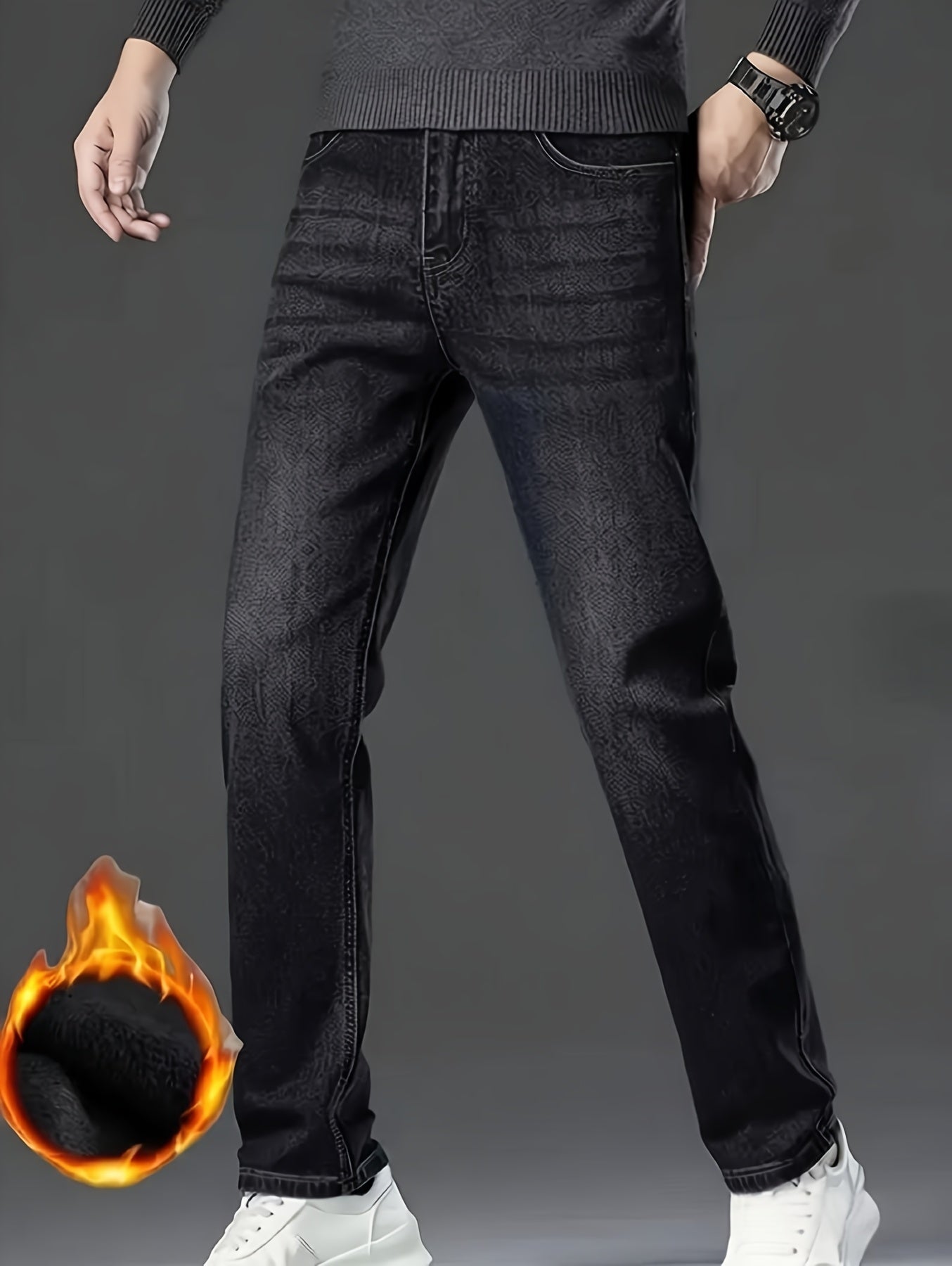 Thickened And Fleece Men'S Jeans for Autumn And Winter Offer Strong Warmth Retention And Excellent Wind And Cold Resistance. They Are Suitable for Both Business And Casual Wear, And Are A Must-Have for Warm Winter Outfits