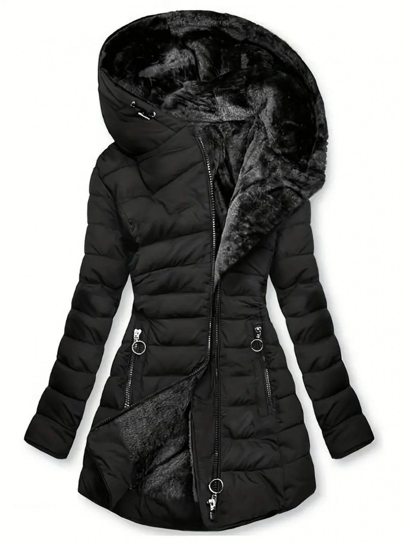 Women's Long Sleeve Hooded Parka- Winter Warm Quilted Coat with(Mid-Length, Padded, European& American Style)