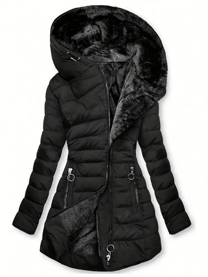 Women's Long Sleeve Hooded Parka- Winter Warm Quilted Coat with(Mid-Length, Padded, European& American Style)