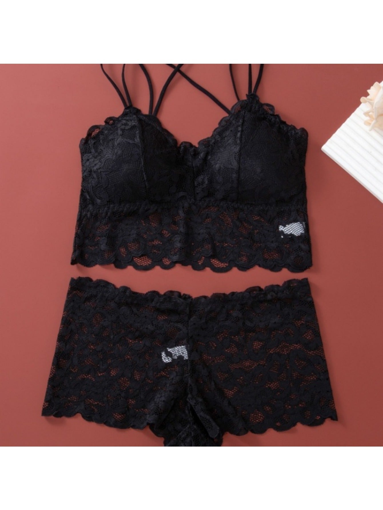 4pcs Set Sexy Comfortable Fashion Casual Lingerie for Women, No Underwire Bra Set with Panties and Camisole