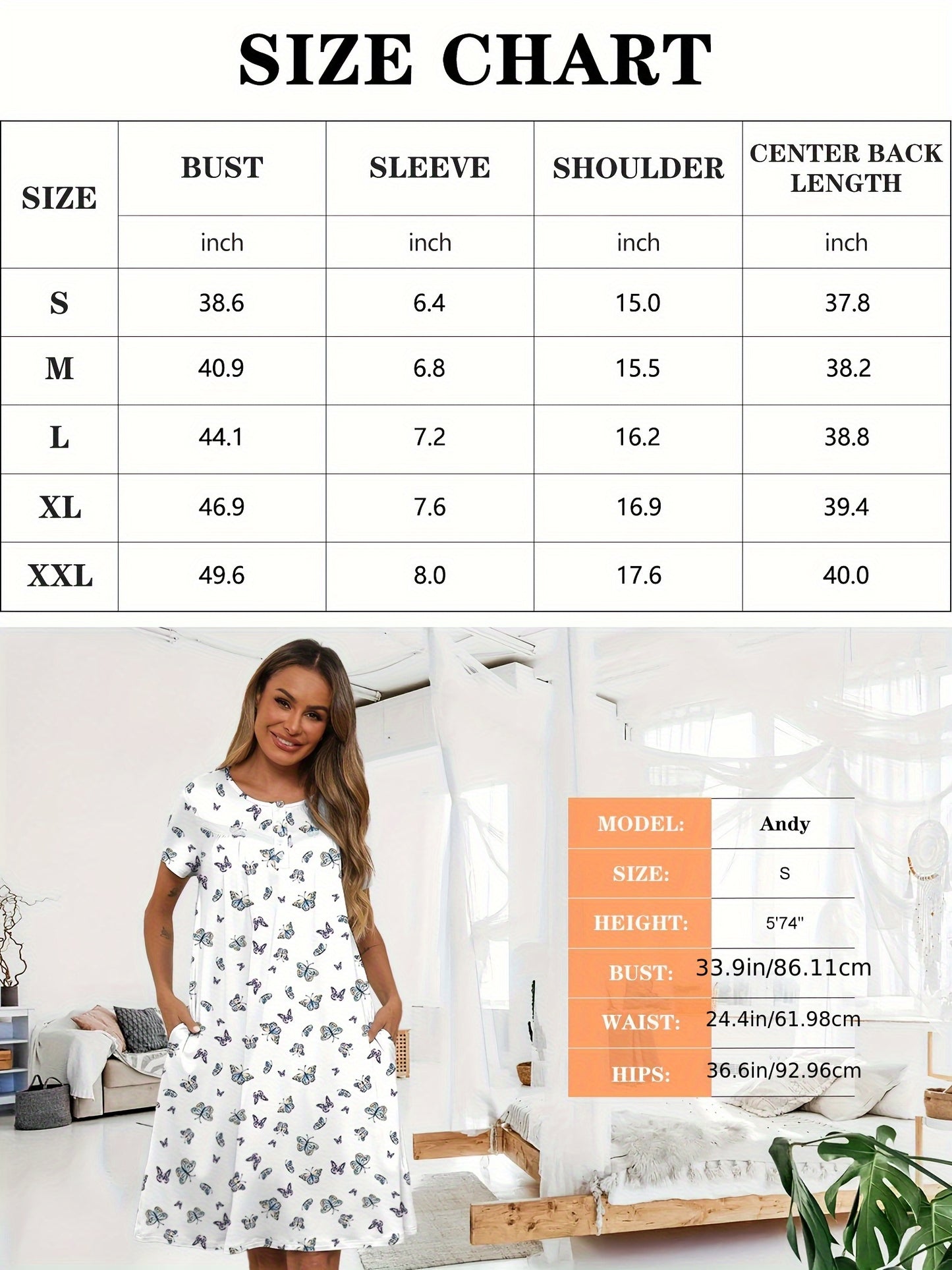 2pcs Women's Floral Nightgowns - Short Sleeve Lace Trim House Dress with Pockets, Comfy Mumu