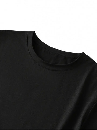 A Women'S Round-Neck Short-Sleeved A-Line Skirt- Loose-Fitting, Breathable And Soft Mid-Length Summer Vacation Dress, Machine-Washable Solid-Color Casual Wear for Spring And Summer Travel, Durable Adult Clothing (Note: This Product Is A Dress)