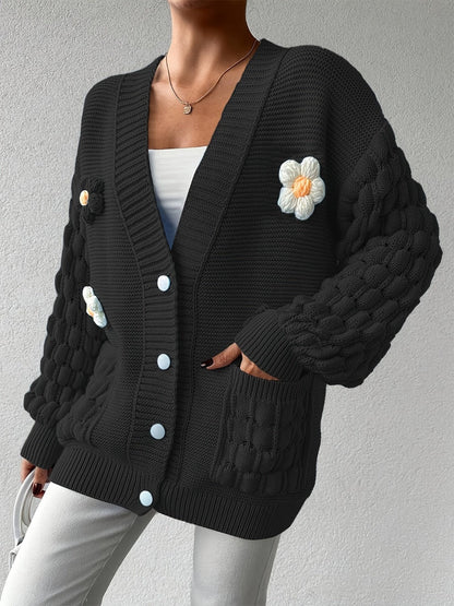 Women's Relaxed Denim Floral Cardigan