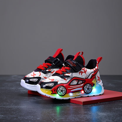MGO Kids' Spring And Autumn New Cars, Boys' Flashing Shoes, Sports Shoes, Cartoon Lighting Shoes, And Boys' Luminous Running Shoes, 1-3- LED Lighting Shoes, Thin Boys' Shoes And Sports Shoes