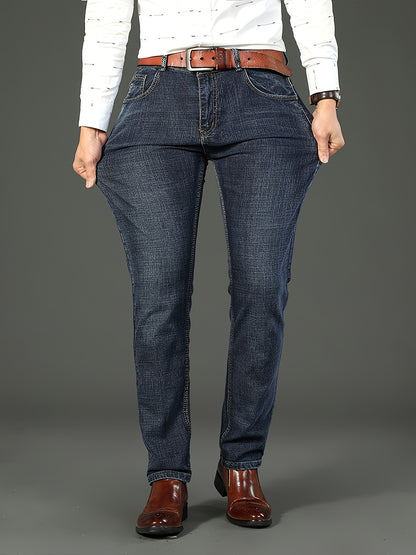 Men'S Classic Design Jeans, Semi-formal Stretch Jeans For Business