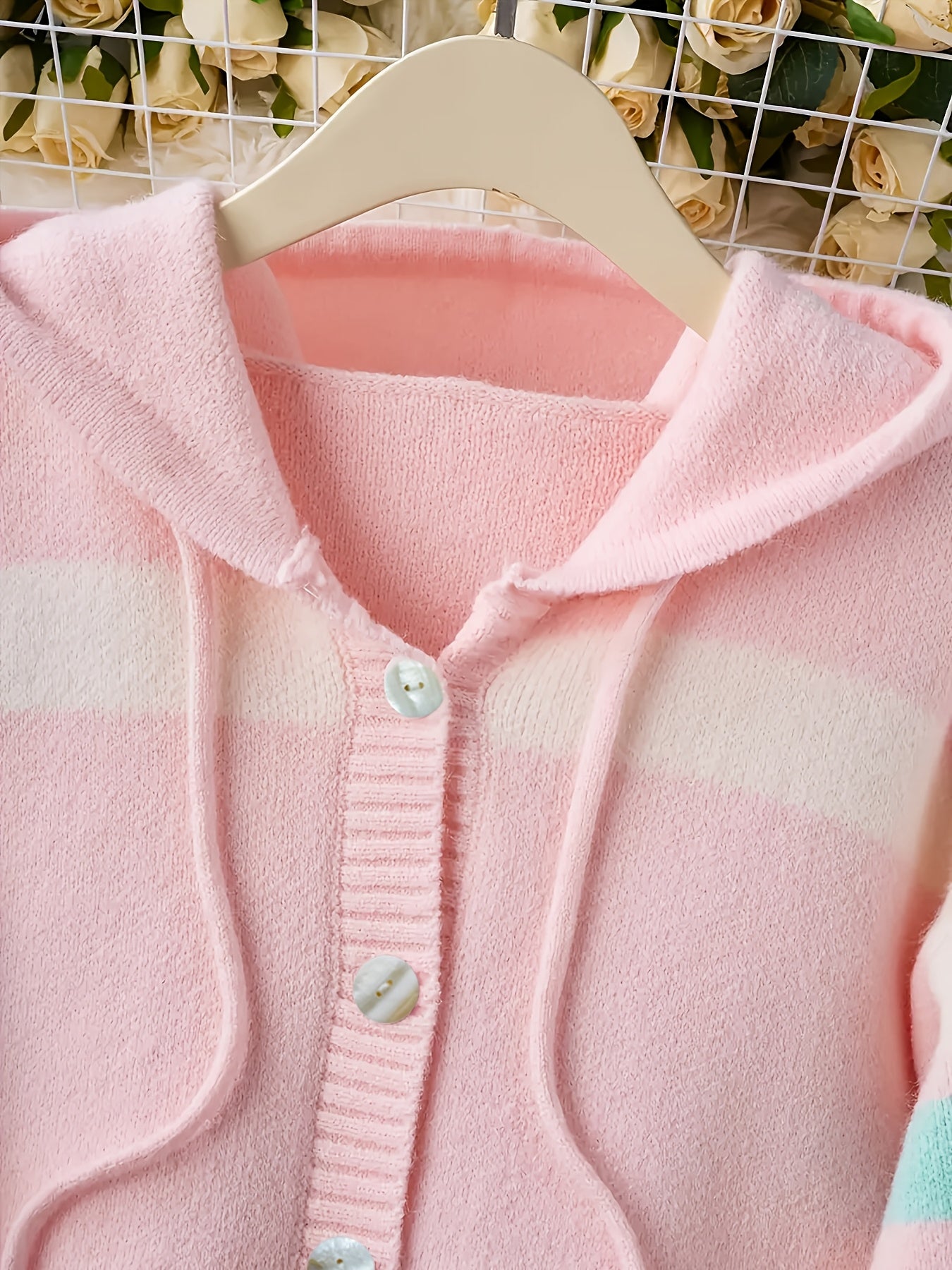 Hooded Cardigan with Rainbow Stripes, Women'S Standard Size Sweater, Soft And Comfy Loose-Fitting Sweater Jacket