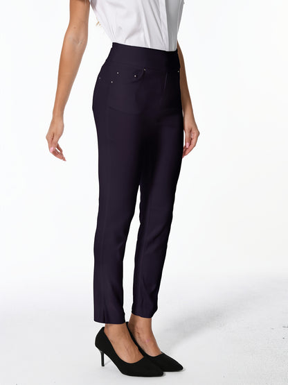 Women's High Waist Dress Pants Stretchy Straight Leg Slim Fit Work Slacks with 5 Pockets, Elegant Office & Casual Wear