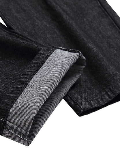 Men Ripped Jeans, Slim Fit Straight Leg, Denim Pants with Holes