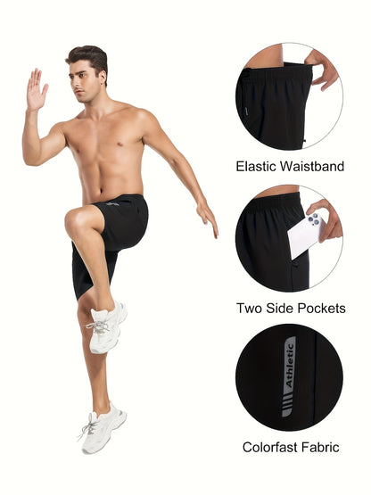 5pcs Men's Sports Gym Workout Shorts Basketball Shorts Men Stretch Waistband Side Zip Pocket Quick Drying