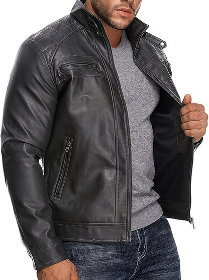 Men'S Lightweight Faux Leather Motorcycle Jacket Black, Coats For Men, Mens Coats, Motorcycle Riding Gear, Motorcycle Stuff, Biker Stuff, Men'S Coats, Motorcycle Clothes, Biker Gear, Jaket Mens, Veste En Cuir Homme, Motorcycle Apparel, Motorcycle Clothing