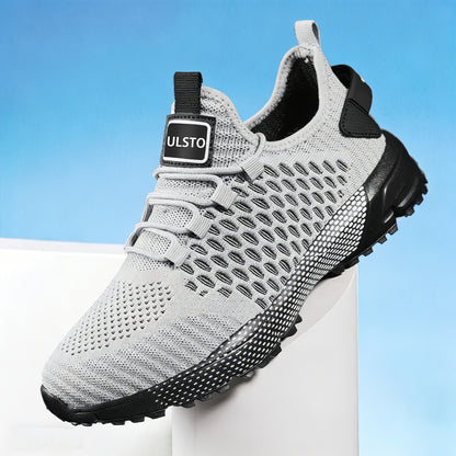 A Pair of Men'S All-Season Sports Running Shoes, Casual Street Style, Solid Color Design, Air Cushion, Lace-Up, Low Top, Imitation Fabric, Cloth Lining And Insole, Rubber Sole