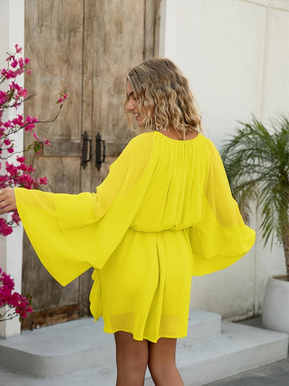 Chic Elegant Women'S Chiffon Layered Ruffle Loose Dress | Spring Summer Casual Vacation