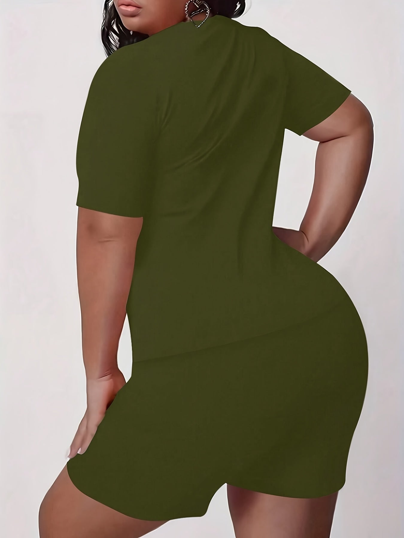Women's fern green Printed Short-Sleeve Shorts - product view 3
