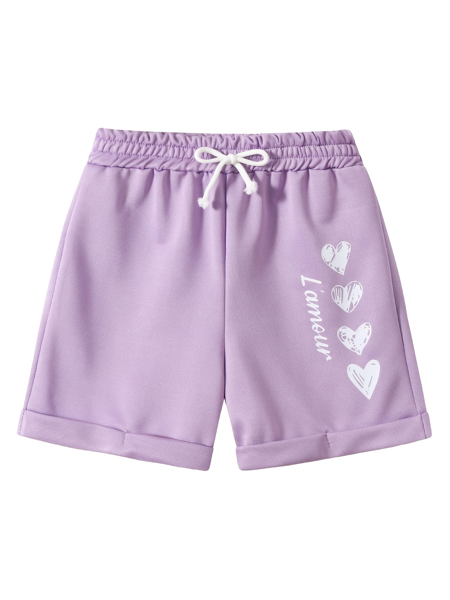 4pcs Girls' Summer Shorts with Heart Print & Bow Front - Non- Bow Tie Waistband, Machine Washable Casual Shorts Suitable for, Playdates, Casual Attire - Spring/Summer Outfits for to, Perfect for Outdoor