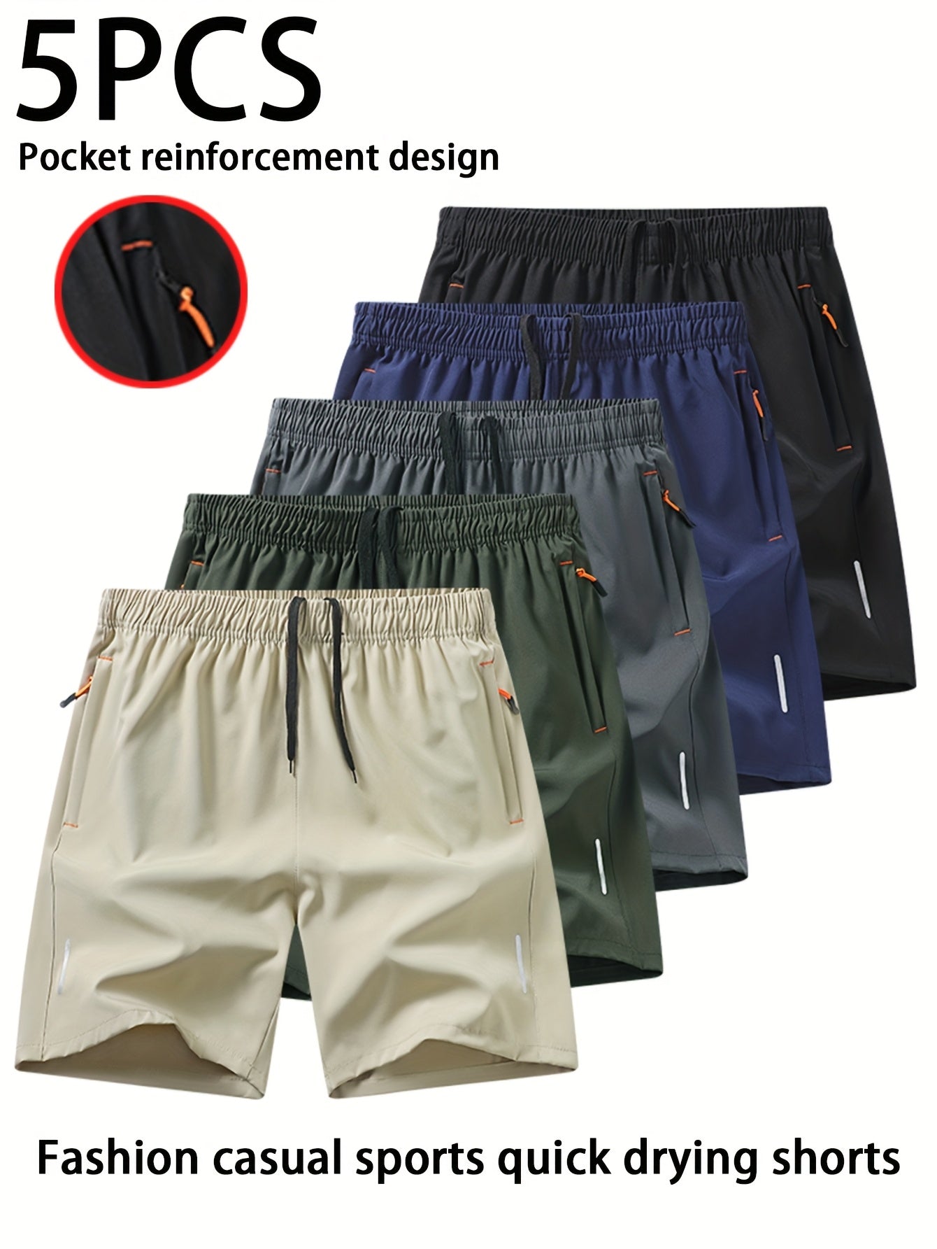 Black+Gray+Khaki+Green+Blue Polyester Shorts - product view 9