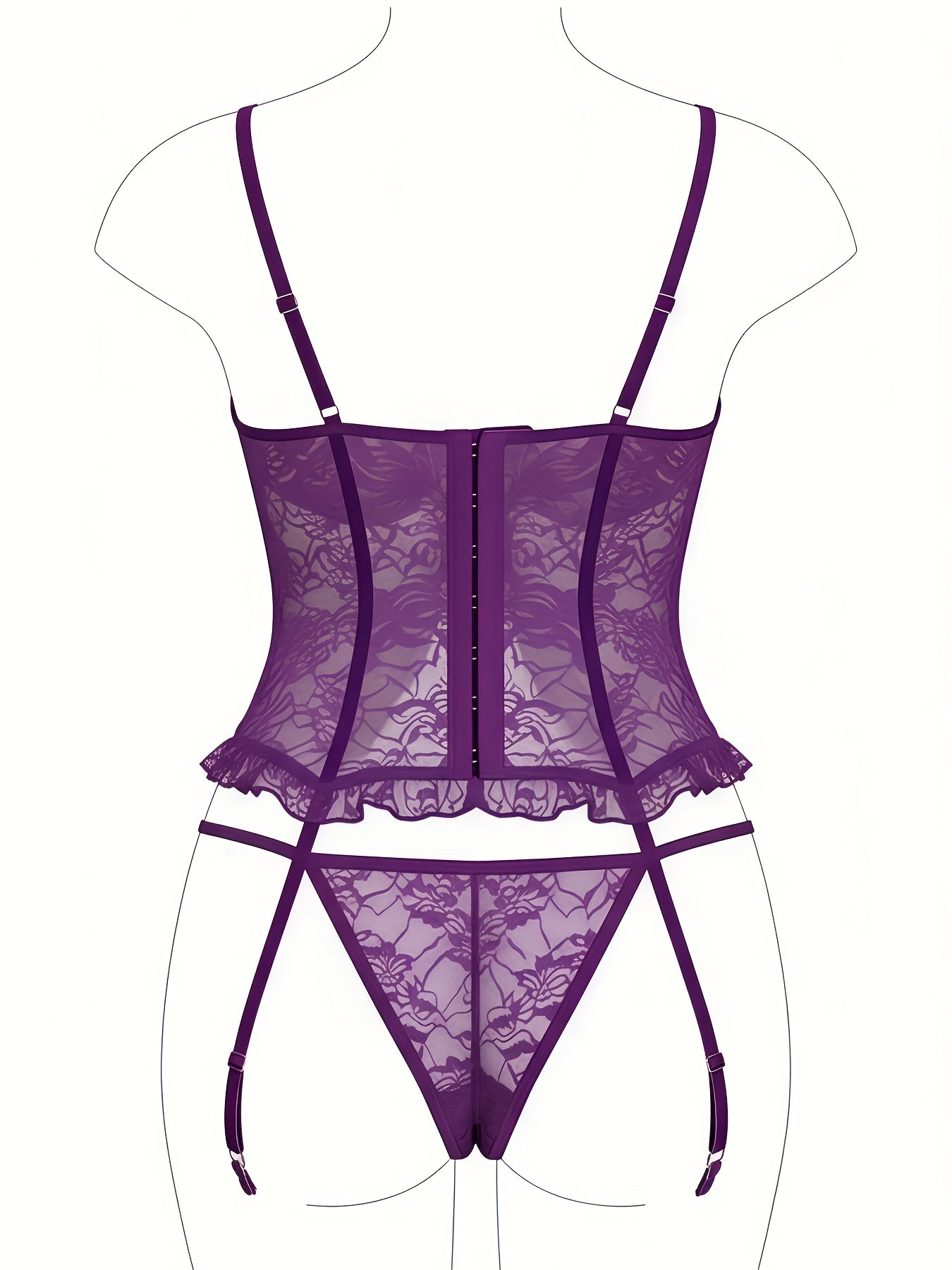 1Set/4pcs Women's Sexy Lingerie Set Floral Lace Garter Bustier Lingerie Set with 1Pair Stocking, Women's Lace Stockings Lingerie Bodysuits Nightwear for Romantic Date Wearing