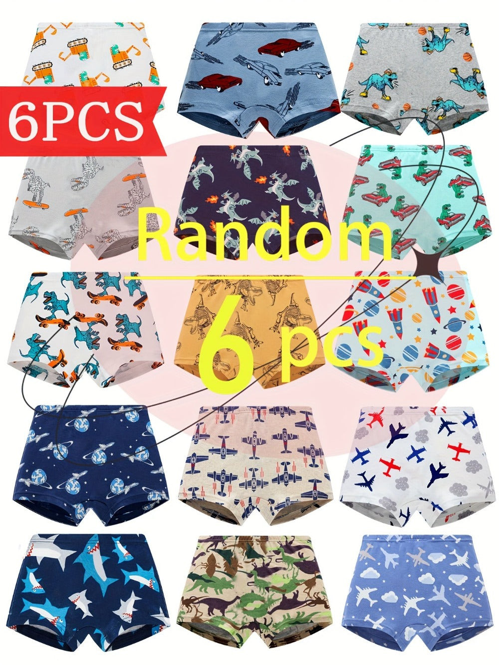 Boys' Briefs - 6-Pack Dinosaur Print