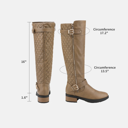 Women's Knee High Boots Wide Calf Low Heel Riding Boots With Side Zipper With Buckle Fall Tall Boots for Women Suitable for party, dance, shopping, walk, office. Perfect gift for friends, wife, sister, daughter.