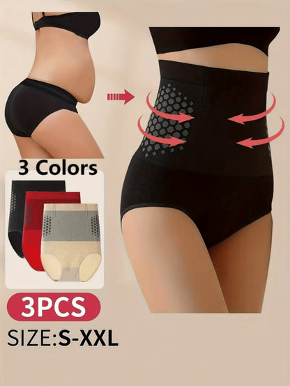 3-Pack Women's High-Waist Shapewear Briefs - Firm Tummy-Control Smoothing