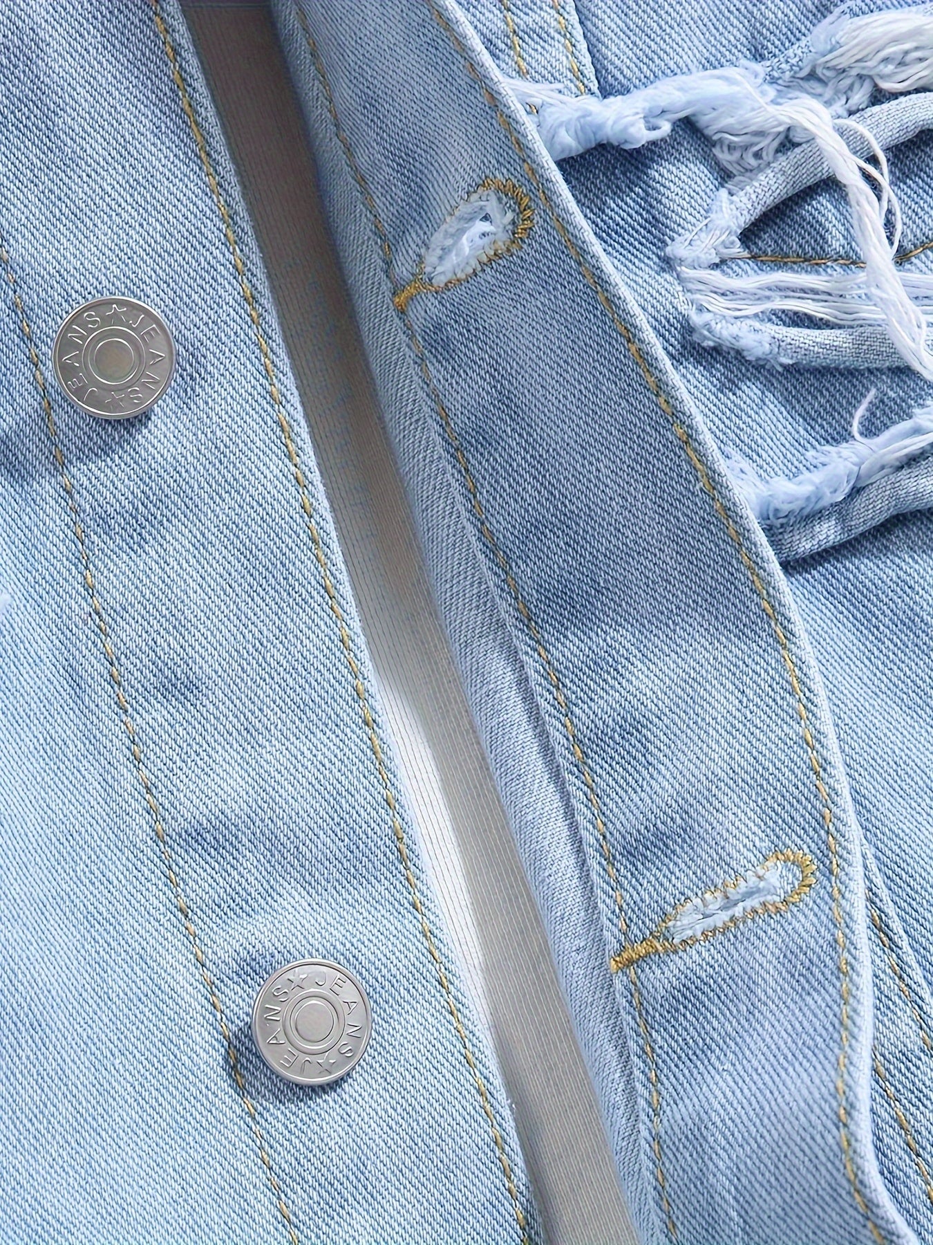 Men'S Ripped Denim Jacket Slim Fit Jean Outerwear Streetwear Casual Coat