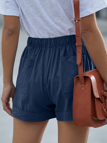 Women'S Comfy Drawstring Casual Elastic Waist Pure Color Shorts Summer Beach Lightweight Short Pants with Pockets