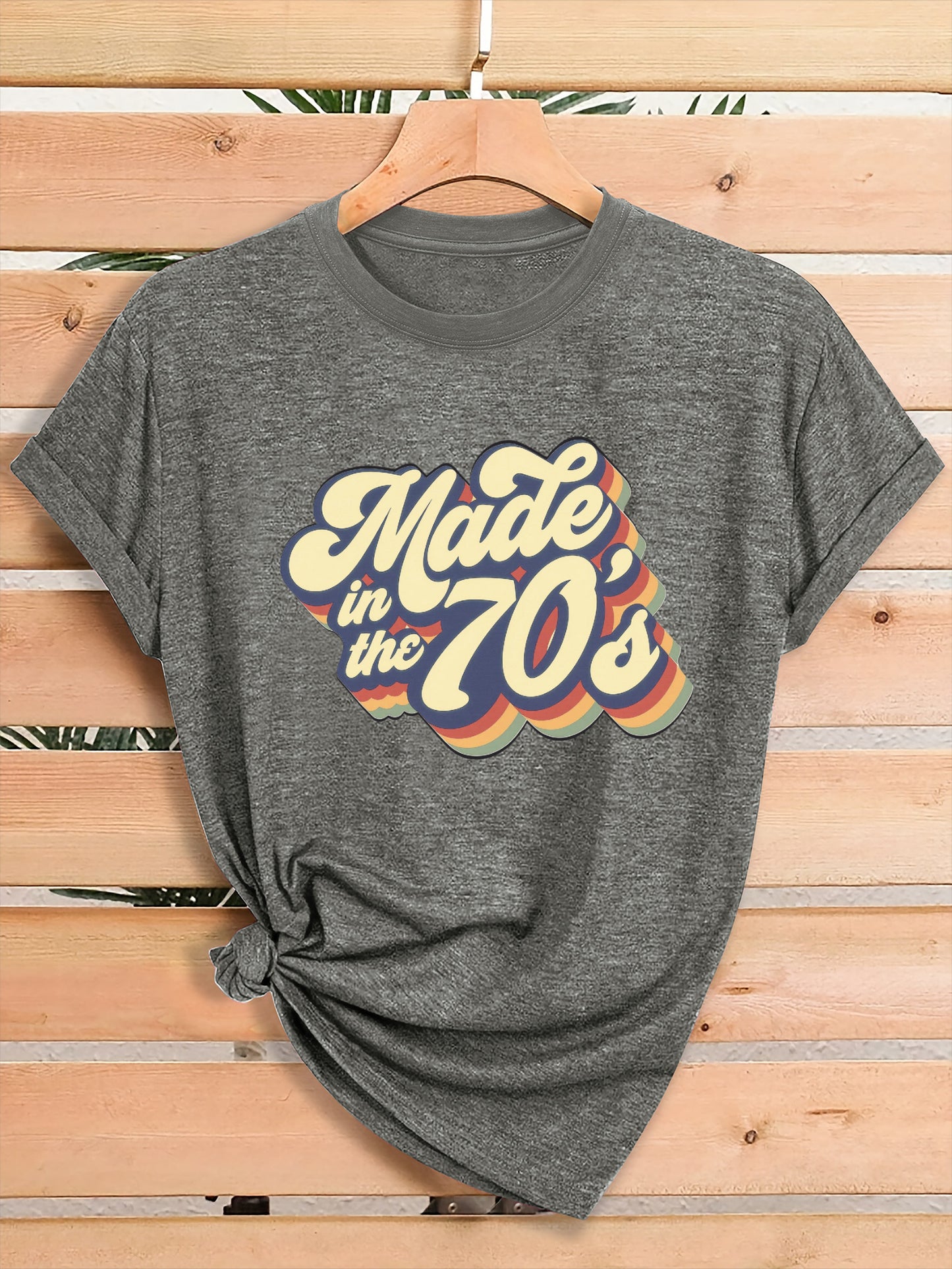 Women'S Summer Retro 70s Printed Crew Neck T-Shirt, Loose Fit, Comfortable Fabric, Daily Casual Top