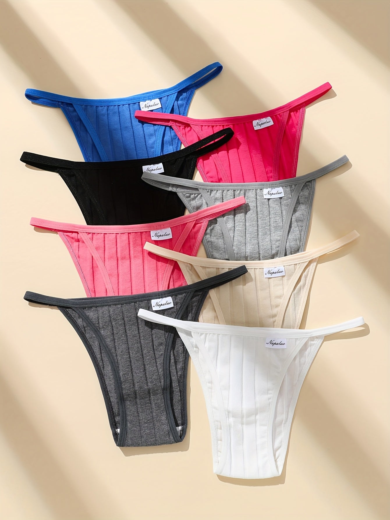 8pcs/Pack Women Briefs Simple Soild Color Elastic Thread Soft Comfortable Ladies Panty