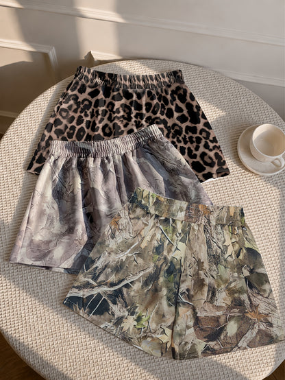 3pcs Women's Camo Print Shorts - Short Length Athletic Running Shorts with Camouflage, Beltless & Machine Washable Fabric Suitable for Gym, Outdoor, Casual Attire, Casual Shorts Pack
