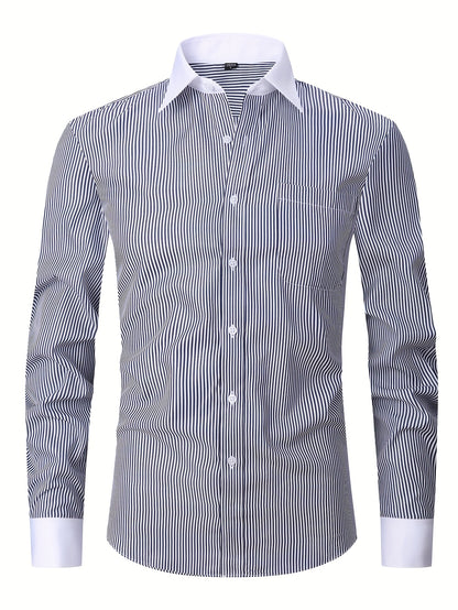 2026 French Cuff Dress Shirt 1pc For Men With FREE Random Cufflinks Set - Luxury Formal Wedding Shirt, Business Office Elegant Attire