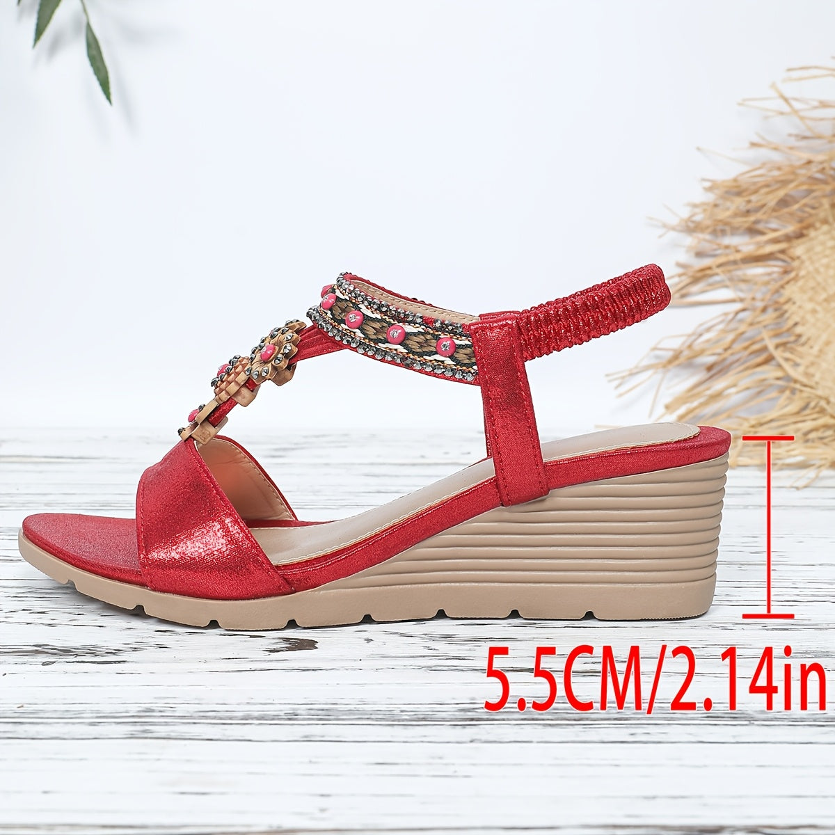 Roman Shoes Are Lightweight, All-season, Open-toe, Versatile for Commuting, Large-sized Thick-soled Wedge Sandals, Women Shoes