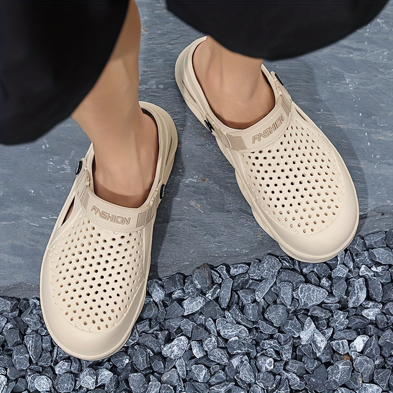 Men's Clogs, New Summer Non-Slip Thick-Soled Wrap-Round-Toe Beach Shoes, Trendy Unisex Outdoor Slippers for Men's Outdoor Wear