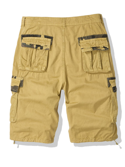 Plus-Size Men'S Outdoor Washing Multi-Pocket Tooling Tactical Shorts with Drawstring to Leave a Pocket Suitable for Outdoor Activities Such As Mountaineering And Camping, Plus Size