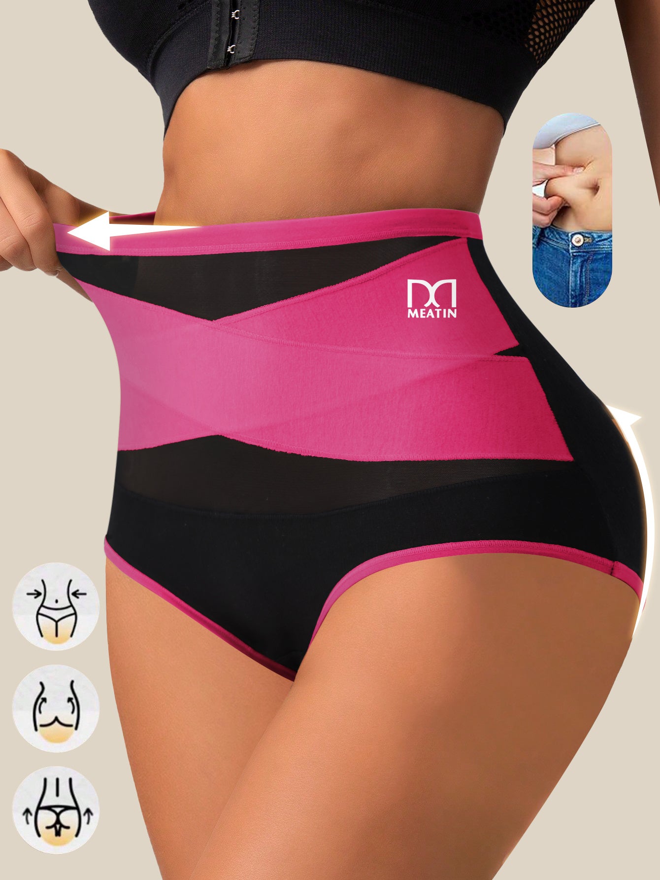 Women's Mixed Color High-Waist Shorts - product view 4