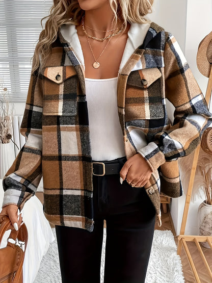 Women'S Winter Clothes, Plaid Flannel Shirt Jacket Longline, Fleece Lined Warm Coat, Oversized Casual Outerwear