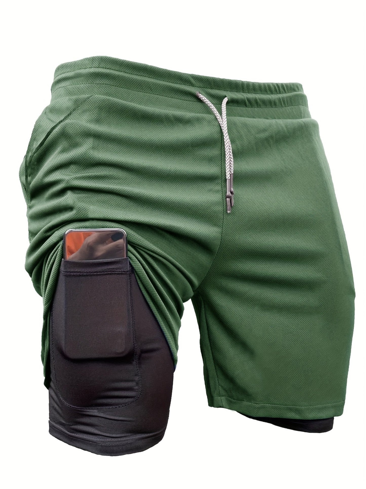 5pcs High Stretch Sports Shorts 5pcs Men'S 2-in-1 Double Layer Shorts With Inner Pocket, High Stretch Sports Shorts For Summer Gym Workout Training