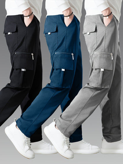 3pcs Men's Fashion Cargo Pants Casual Daily Outdoor Travel Multi-pocket Cargo Pants