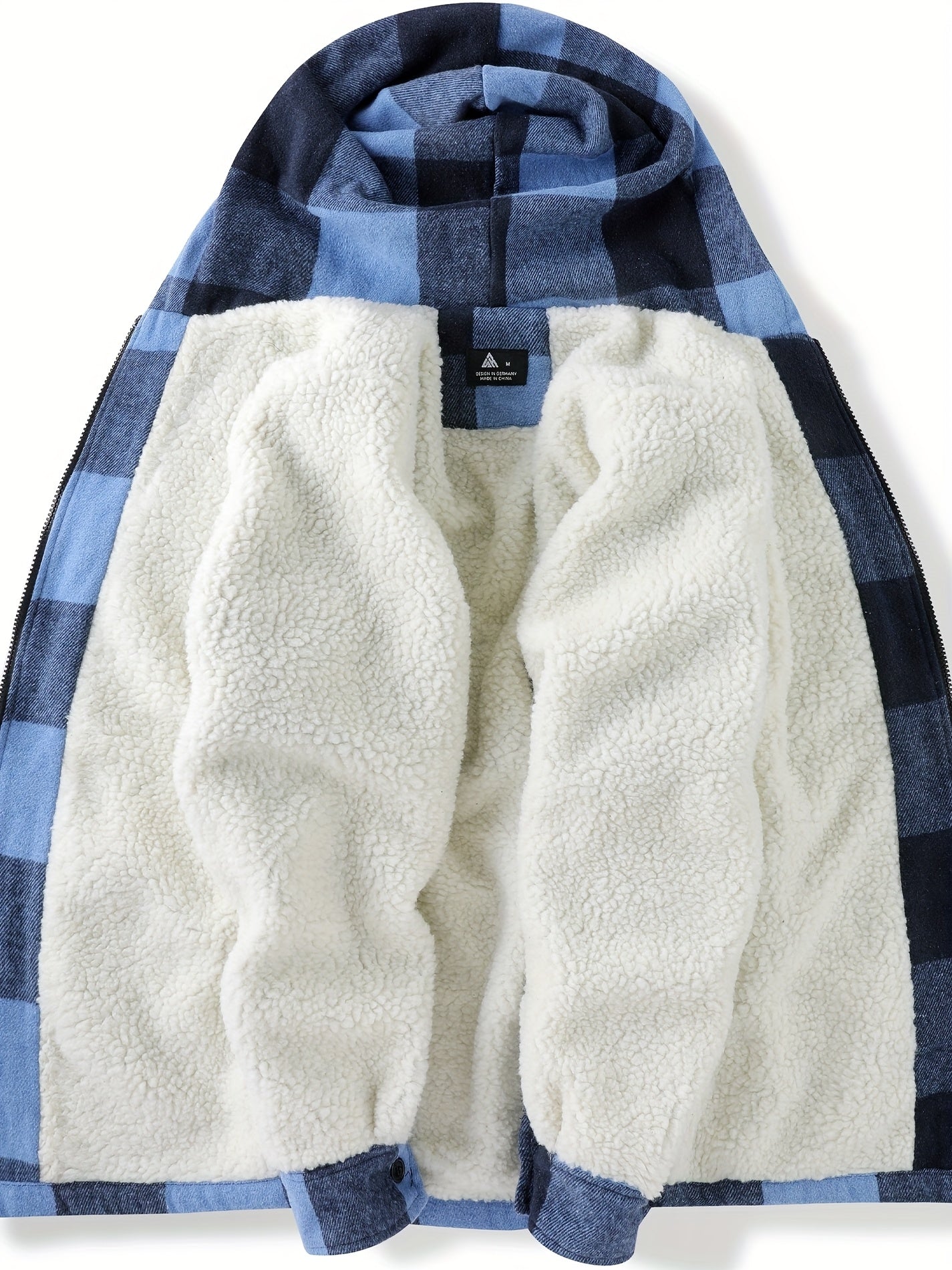 Men'S Zip-Up Hoodies with a Sherpa And Flannel Plaid Design