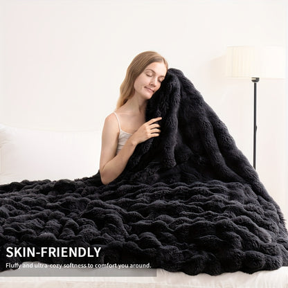 Soft Comfortable Kids' Blankets Warm 3D Rabbit Fur-Like Double-Sided Fleece Blanket Perfect for Napping AC Rooms. Suitable for Home Office Camping Travel. Multi-functional All-season All-scene. Ideal Halloween Christmas Gift