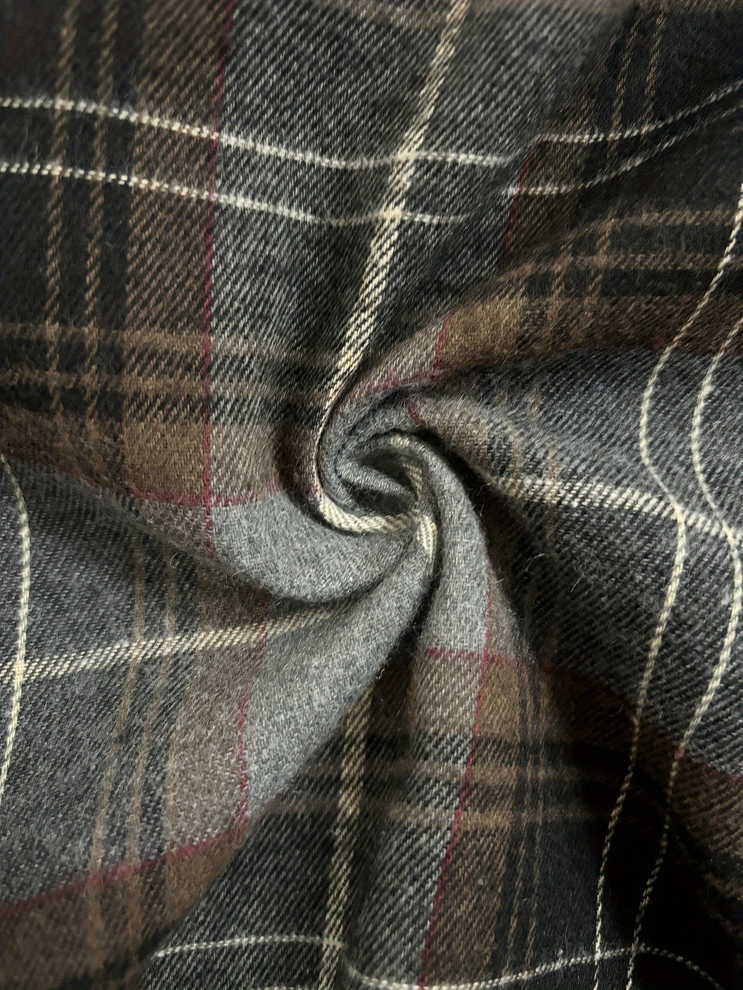 [Casual Flannel Shacket] Women's Casual Flannel Plaid Shacket Button Long Sleeve Gray Shirt Jacket Coats With Pockets